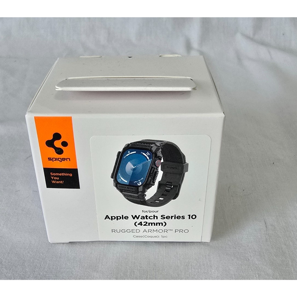 Spigen Apple Watch Series 10 42mm Rugged Armor Pro Case Matte Black NIB - Picture 2 of 11